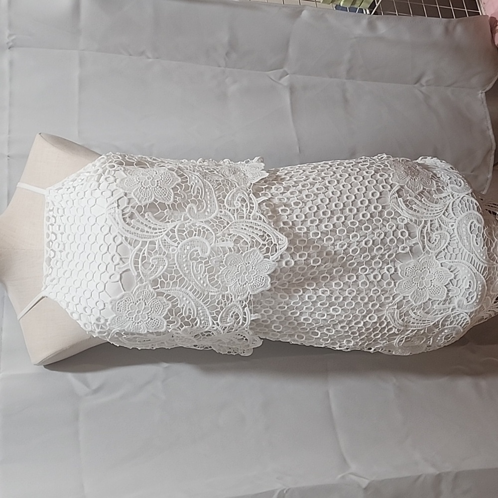 BB Dakota White Cream Tiered Halter Sundress